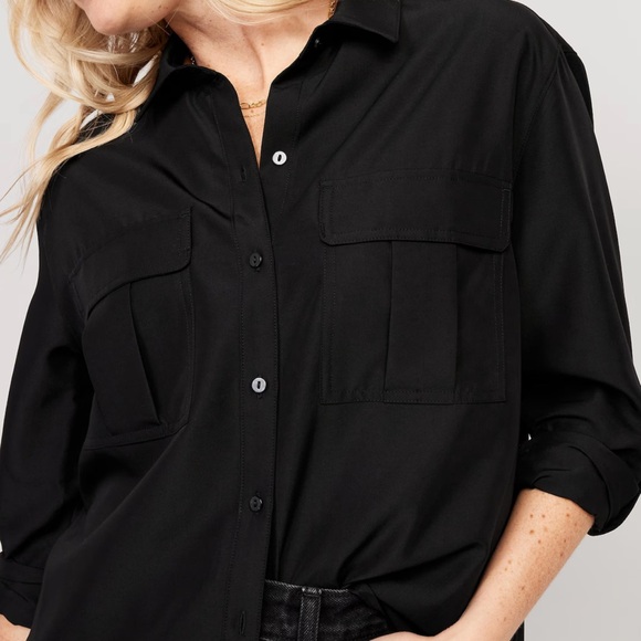 NWT OLD NAVY Button-Down Utility Shirt  Color: Black Jack - Picture 4 of 9